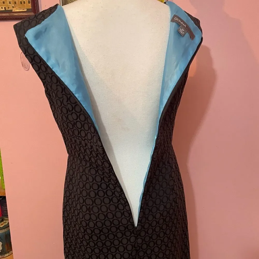 Donna Ricco Black Bead Embellished Three Keyhole Neckline Sheath Dress - Picture 7 of 12